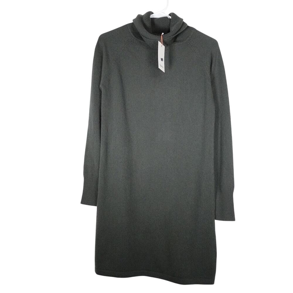EUC Quince Women’s Medium Mongolian Cashmere Turtleneck Dress Moss Green 3577